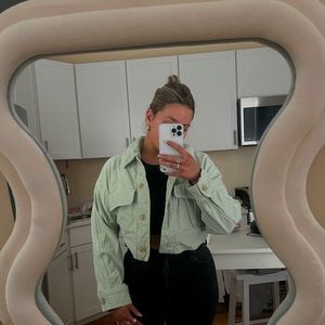 Zara Light Green Denim Jacket